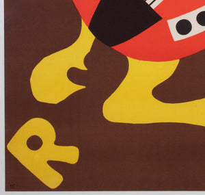 Cyrk Guitar Playing Dog 1970 Polish Circus Poster, Jerzy Treutler - detail