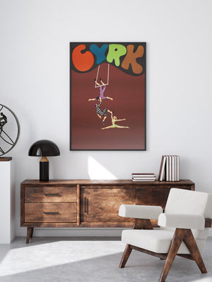 Cyrk Hanging Acrobats 1975 Polish Circus Poster, Jan Kotarbinski