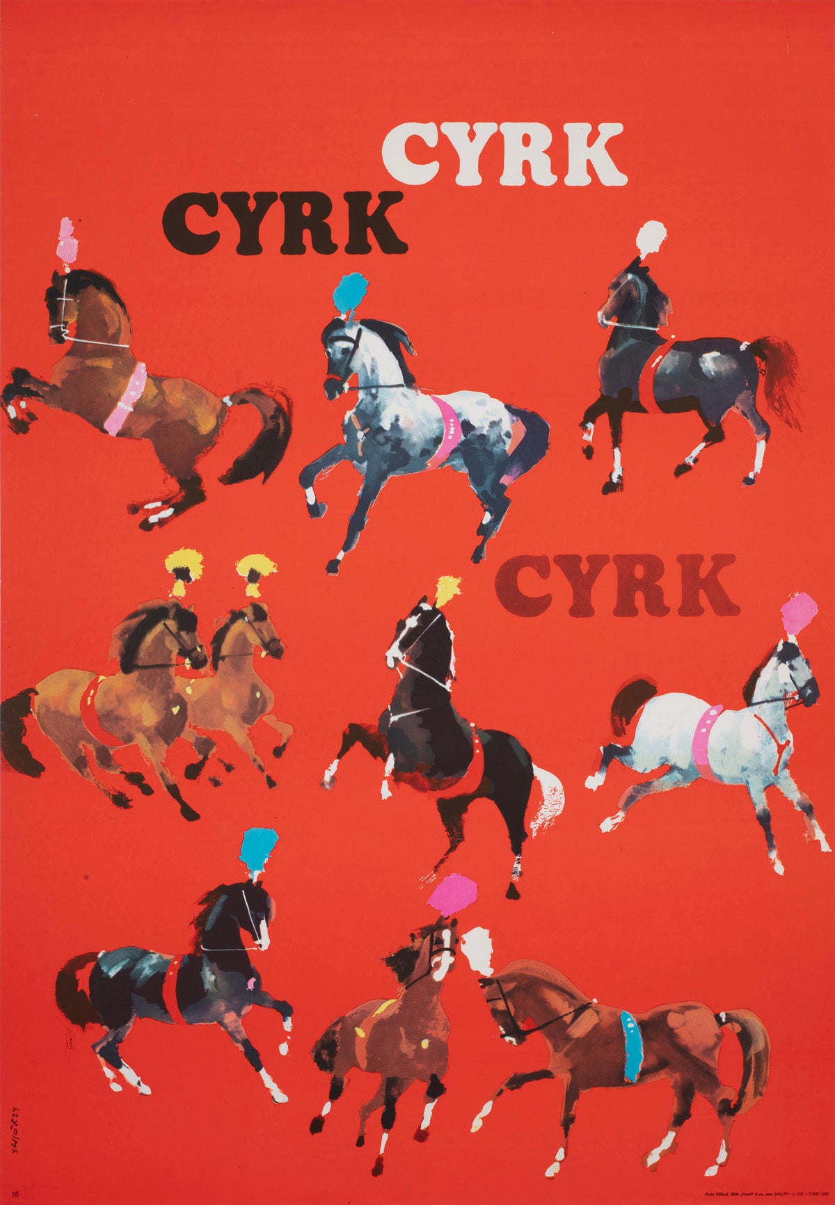 Cyrk Horses 1970 Polish Circus Poster Waldemar Swierzy