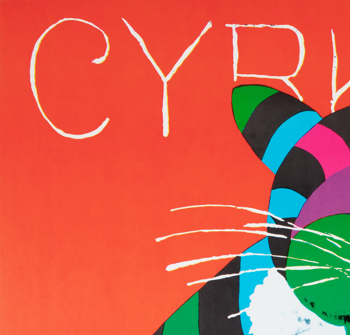 Cyrk Large Stripy Cat Tiger 1980 Polish Circus Poster, Hubert Hilscher
