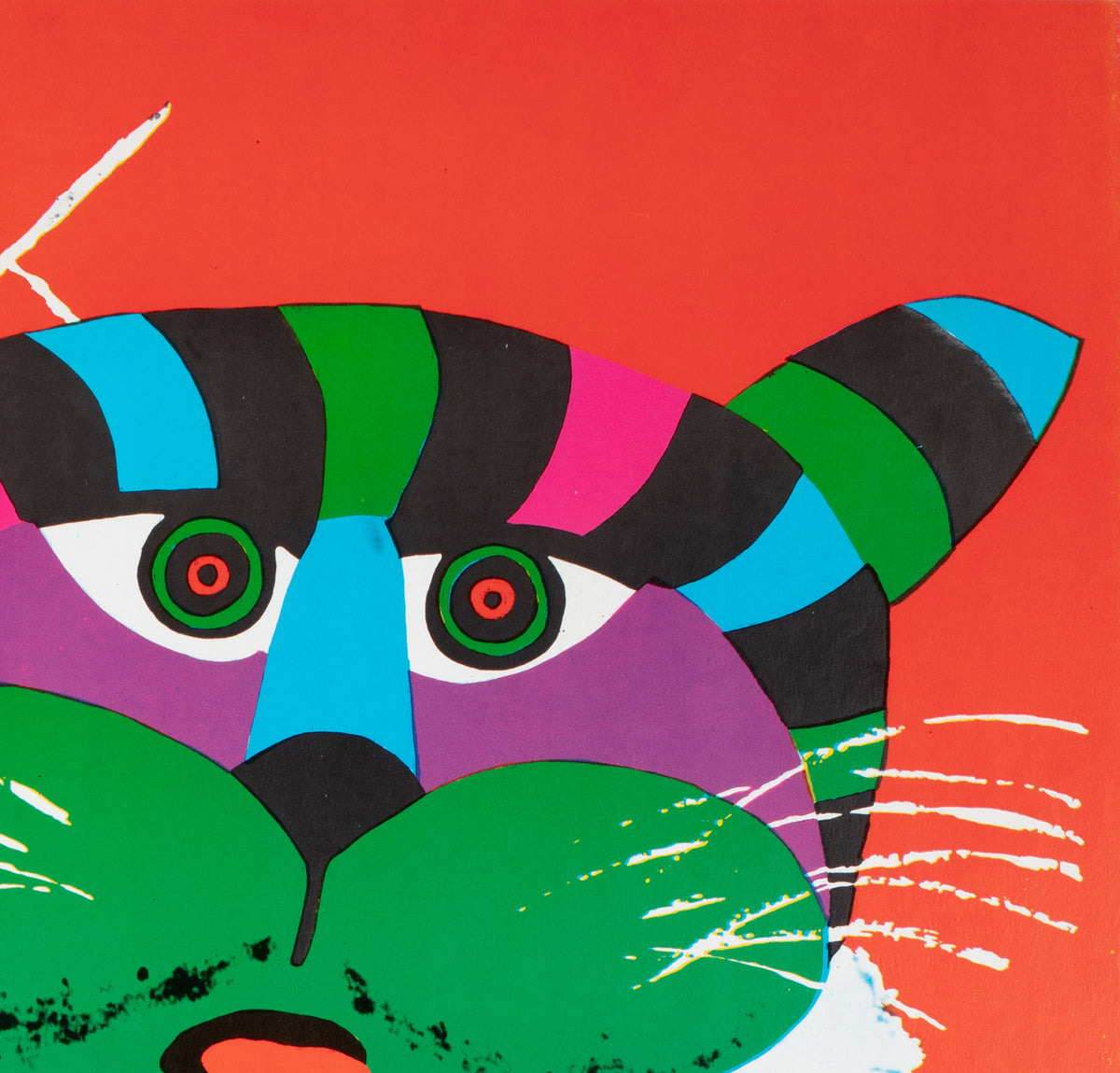 Cyrk Large Stripy Cat Tiger 1980 Polish Circus Poster, Hubert Hilscher