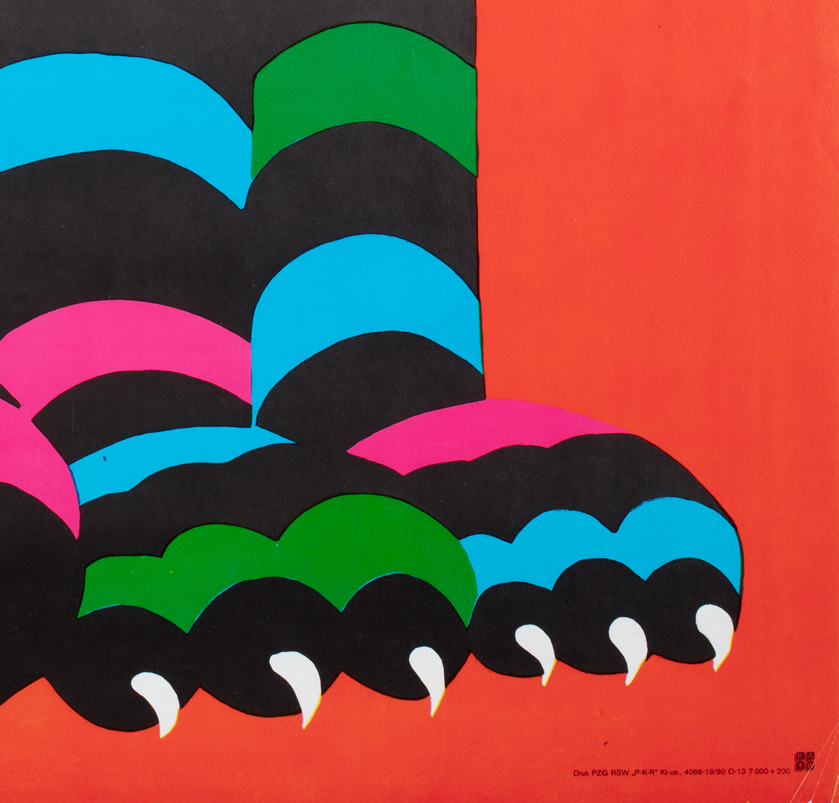 Cyrk Large Stripy Cat Tiger 1980 Polish Circus Poster, Hubert Hilscher