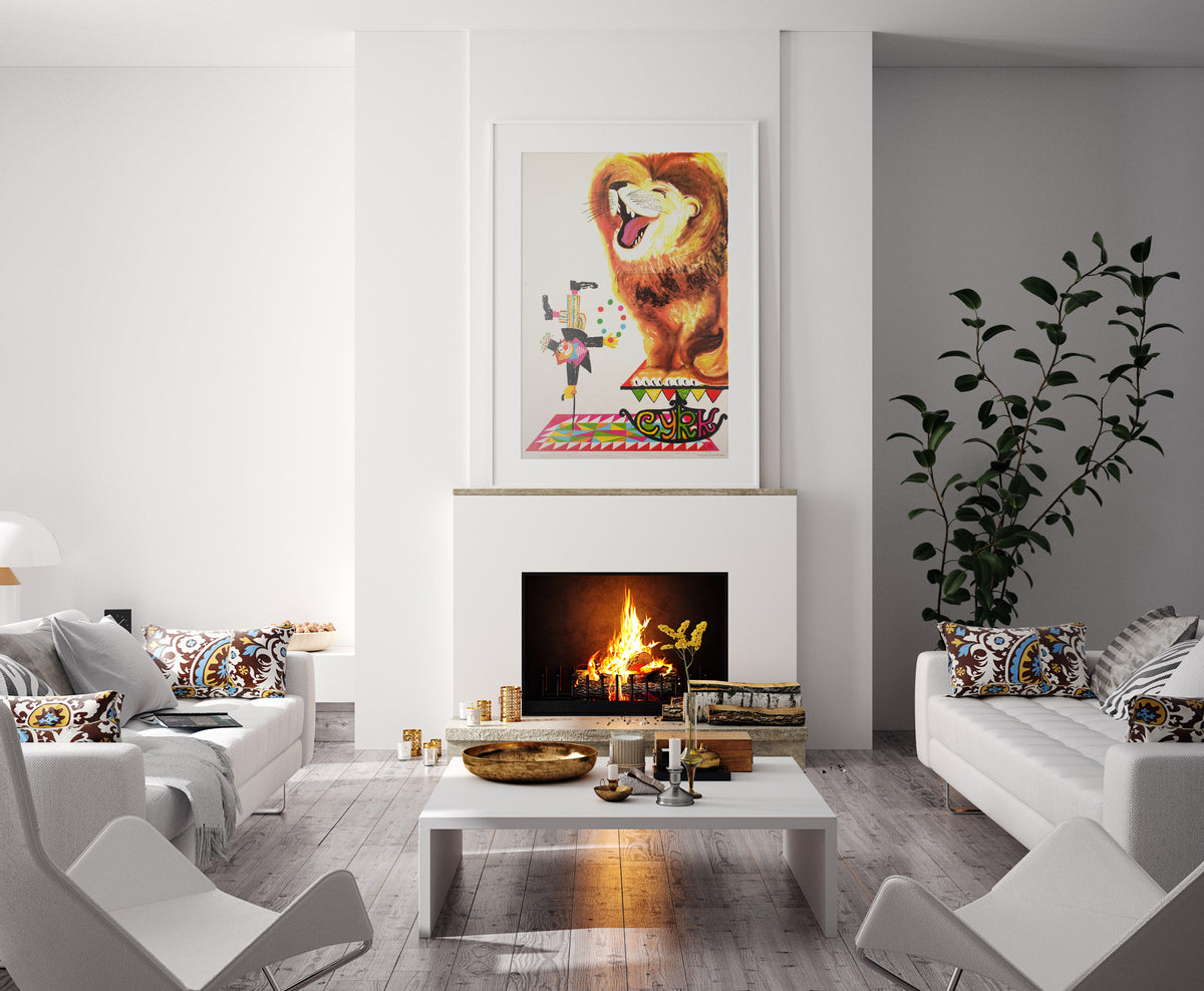 Cyrk Polish Circus Poster Clown and Lion R1982, Miedza-Tomaszewski