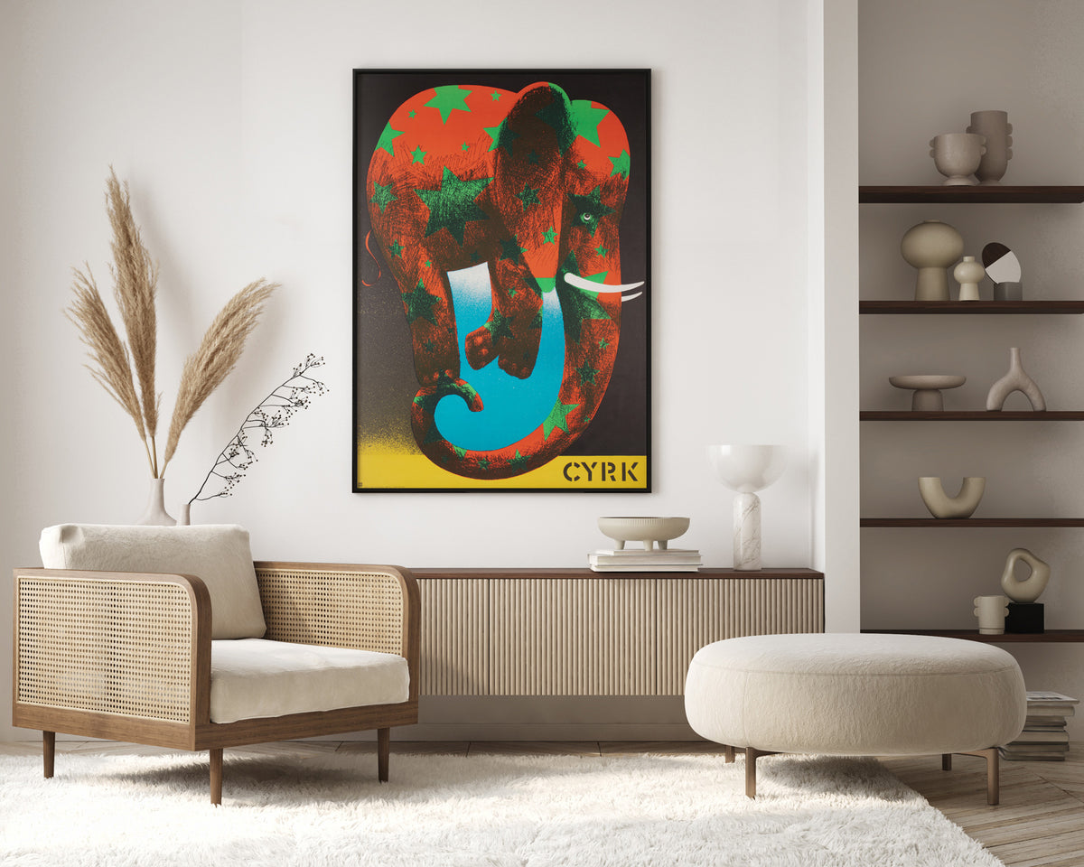 Cyrk Star Elephant 1974 Polish Circus Poster, Mieczyslaw Wasilewski