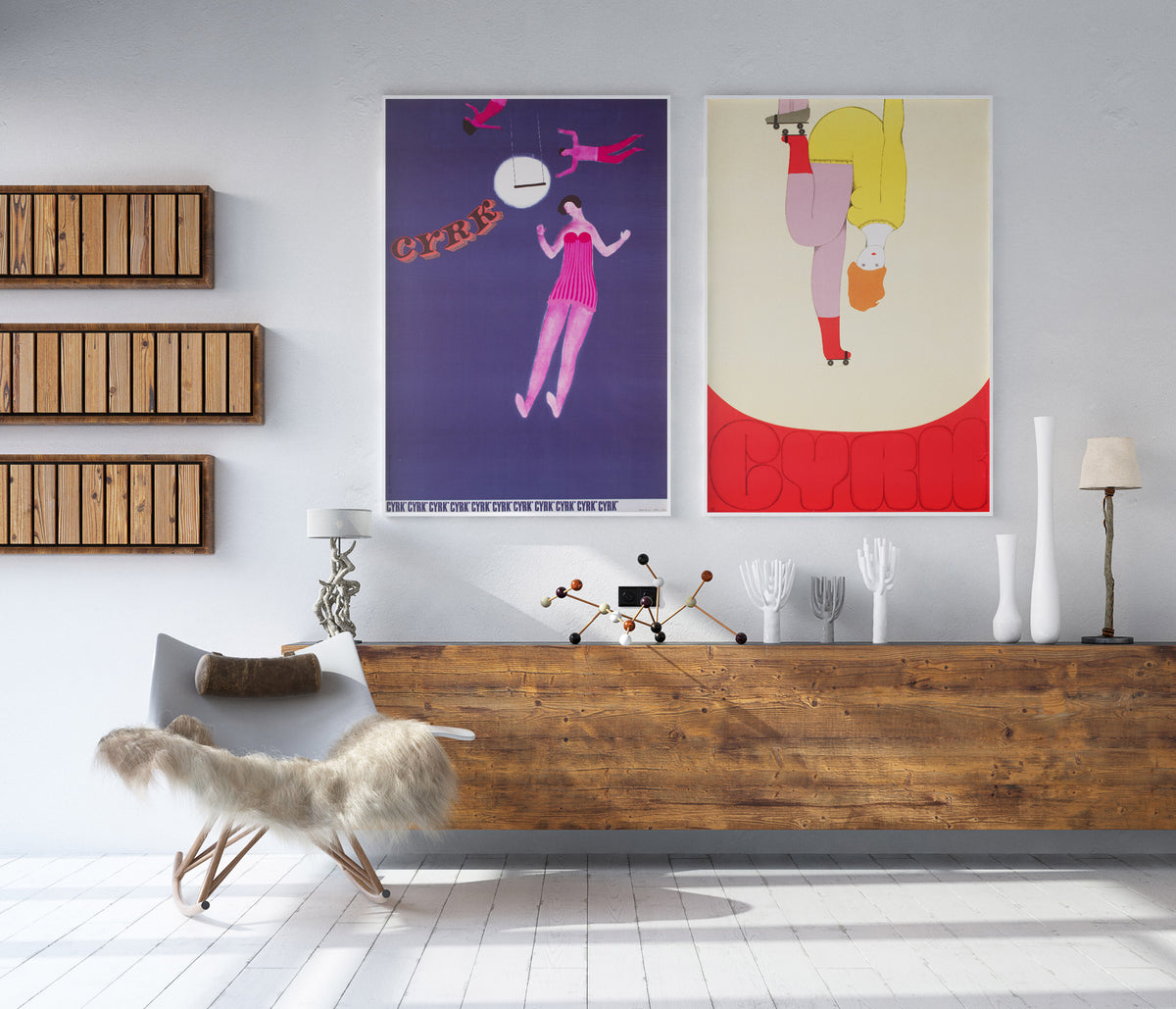 Cyrk Three Aerialists 1966 Polish Circus Poster, Danuta Zukowska