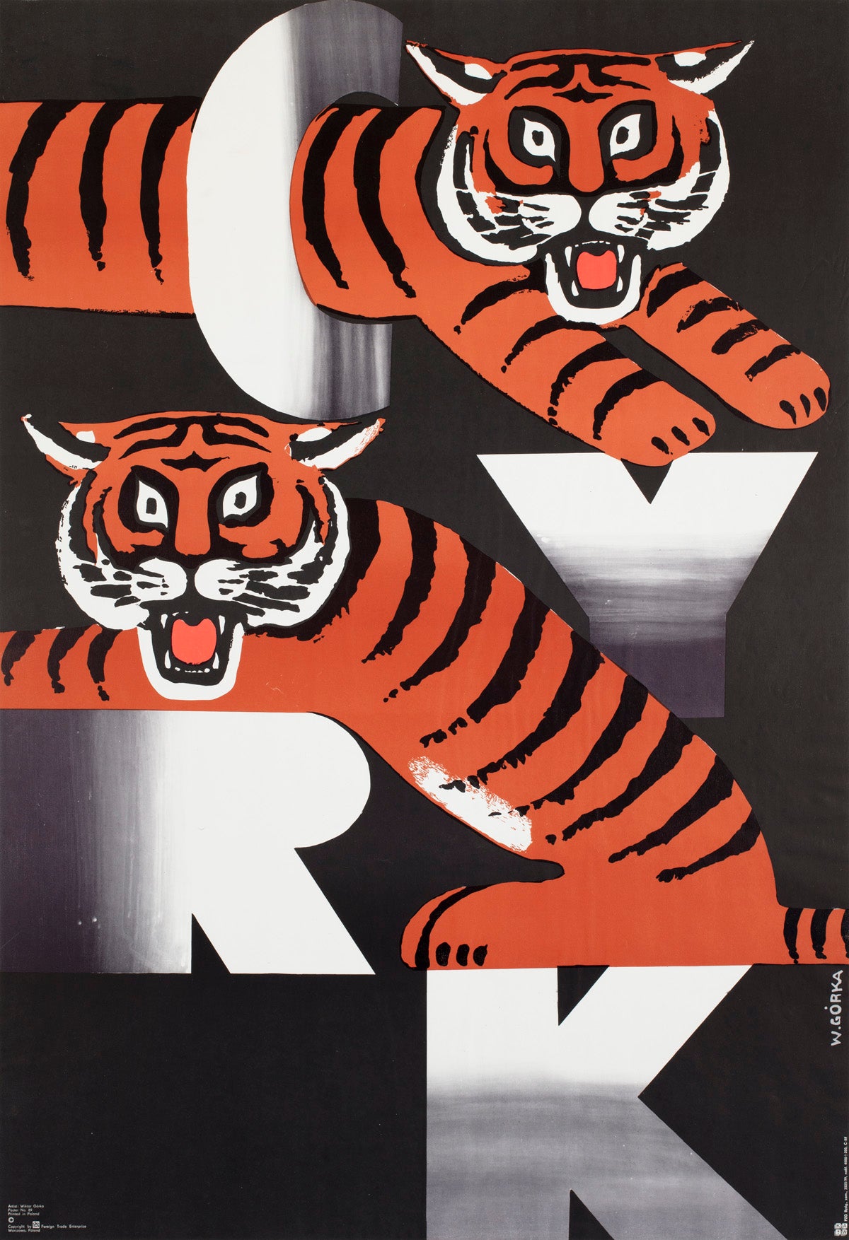Cyrk Two Growling Tigers R1979 Polish Circus Poster, Wiktor Gorka