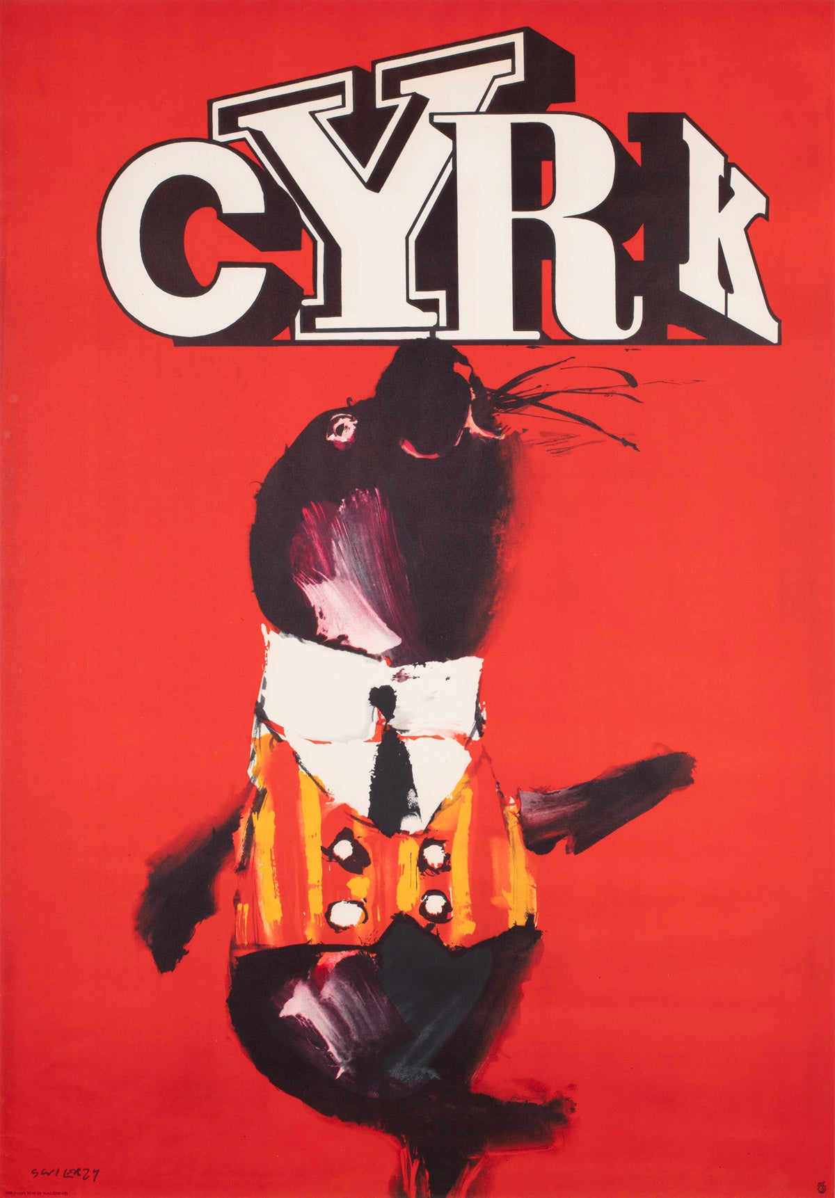 Cyrk Waistcoated Seal 1966 Polish Circus Poster Waldemar Swierzy