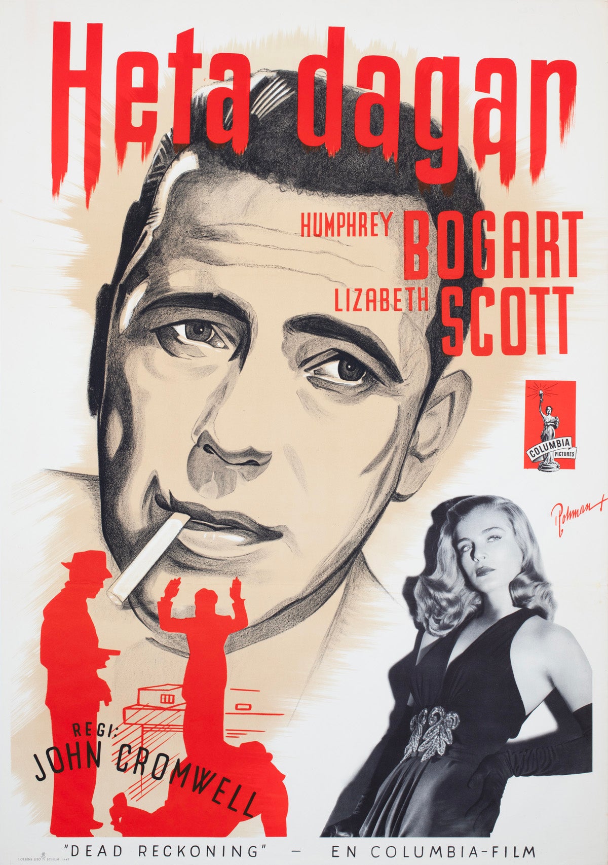 Dead Reckoning 1947 Swedish Film Poster Eric Rohman