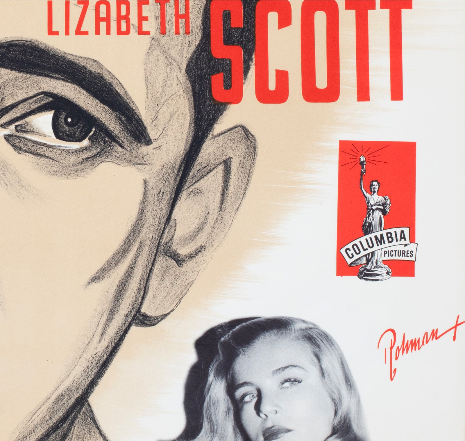 Dead Reckoning 1947 Swedish Film Poster Eric Rohman - detail