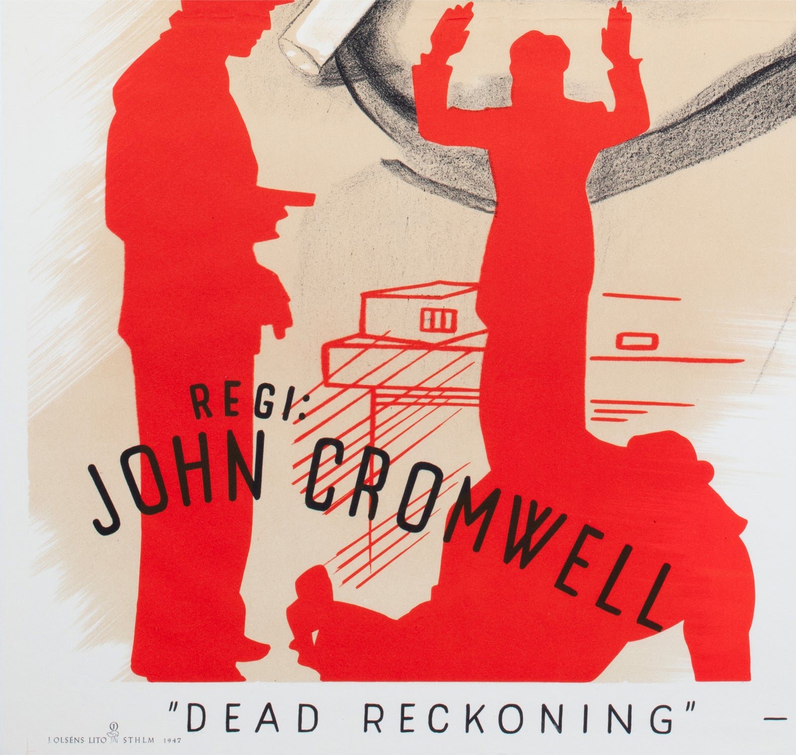 Dead Reckoning 1947 Swedish Film Poster Eric Rohman - detail