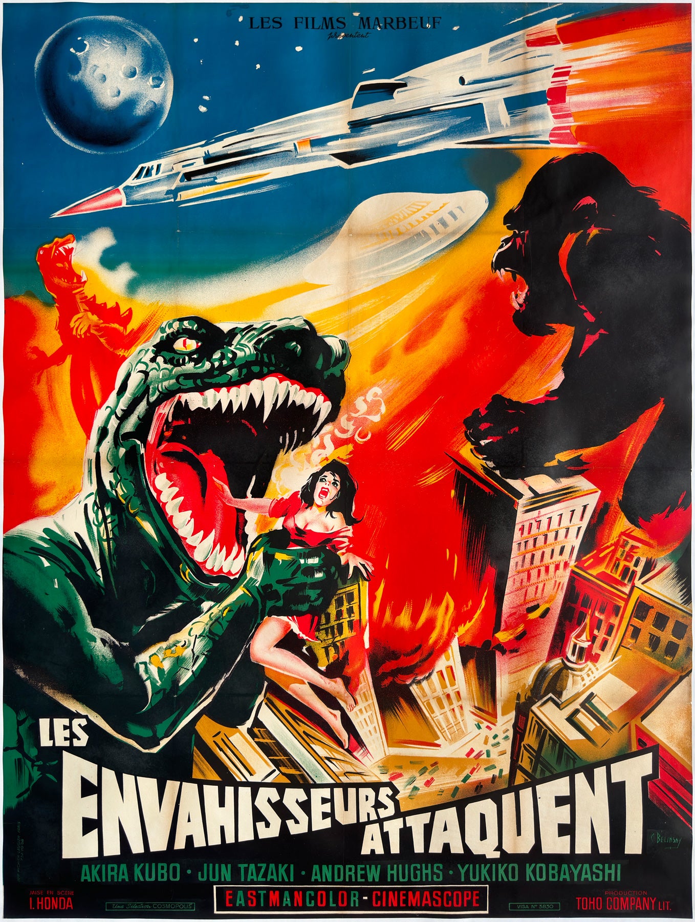 Destroy All Monsters 1970 French Grande Film Movie Poster, Constantin Belinsky