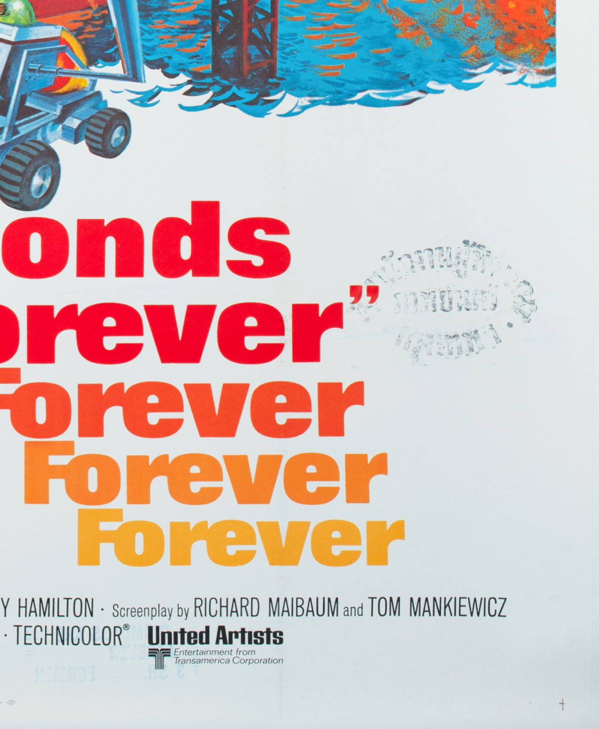 Diamonds Are Forever 1971 US 3 Sheet Film Movie Poster, Robert McGinnis - detail