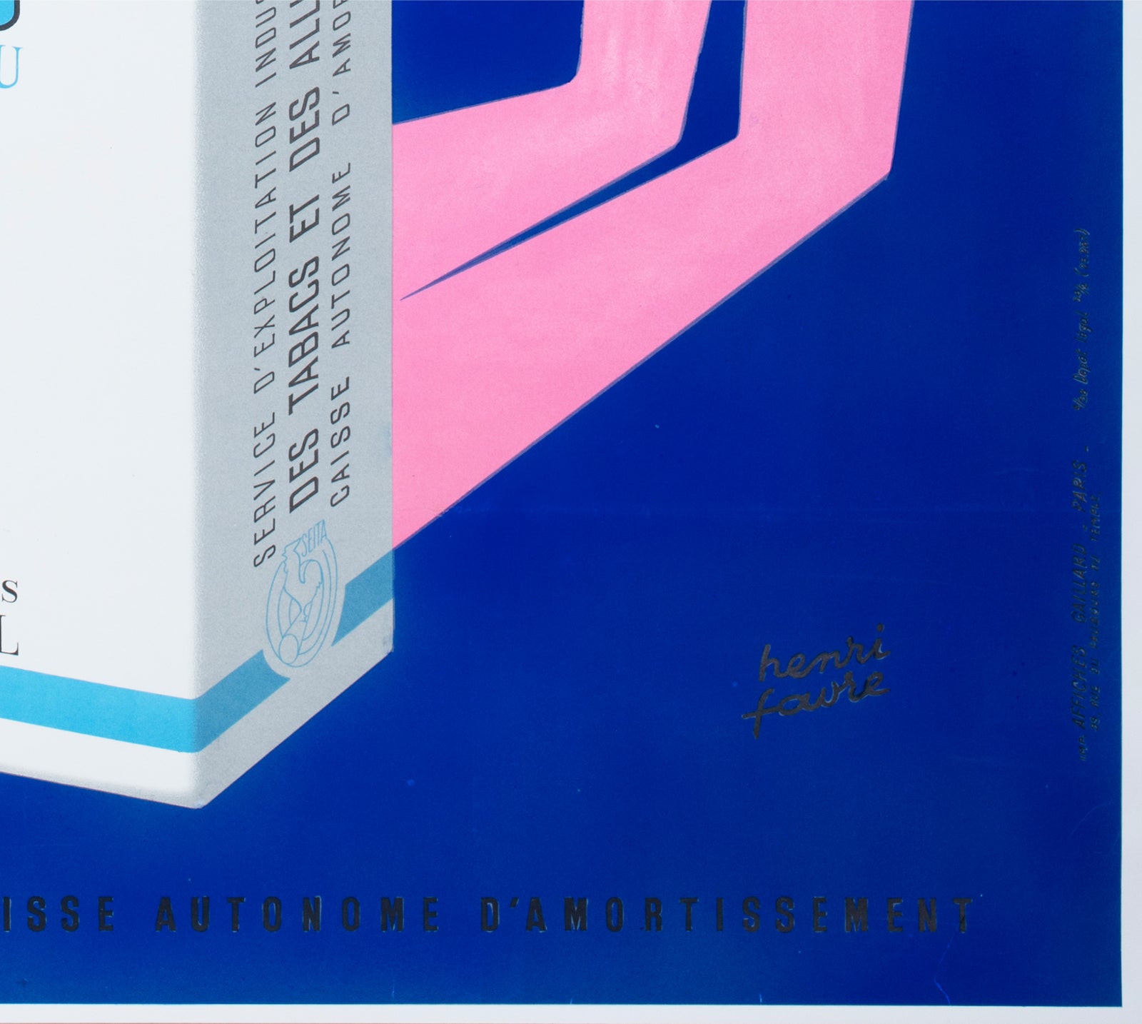 Disque Bleu Gauloises 1956 French Cigarettes Advertising Poster Henri Favre - detail