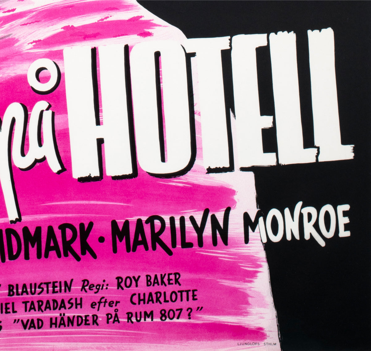 Don't Bother to Knock 1952 Swedish Film Poster Gunnar Tollin - detail