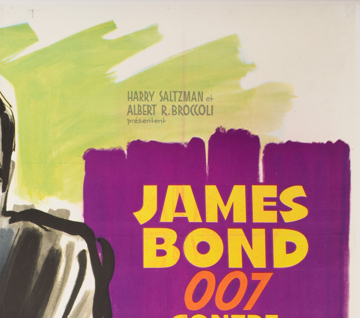 Dr. No 1963 French Grande Purple Style Film Movie Poster, Boris Grinsson James Bond - detail