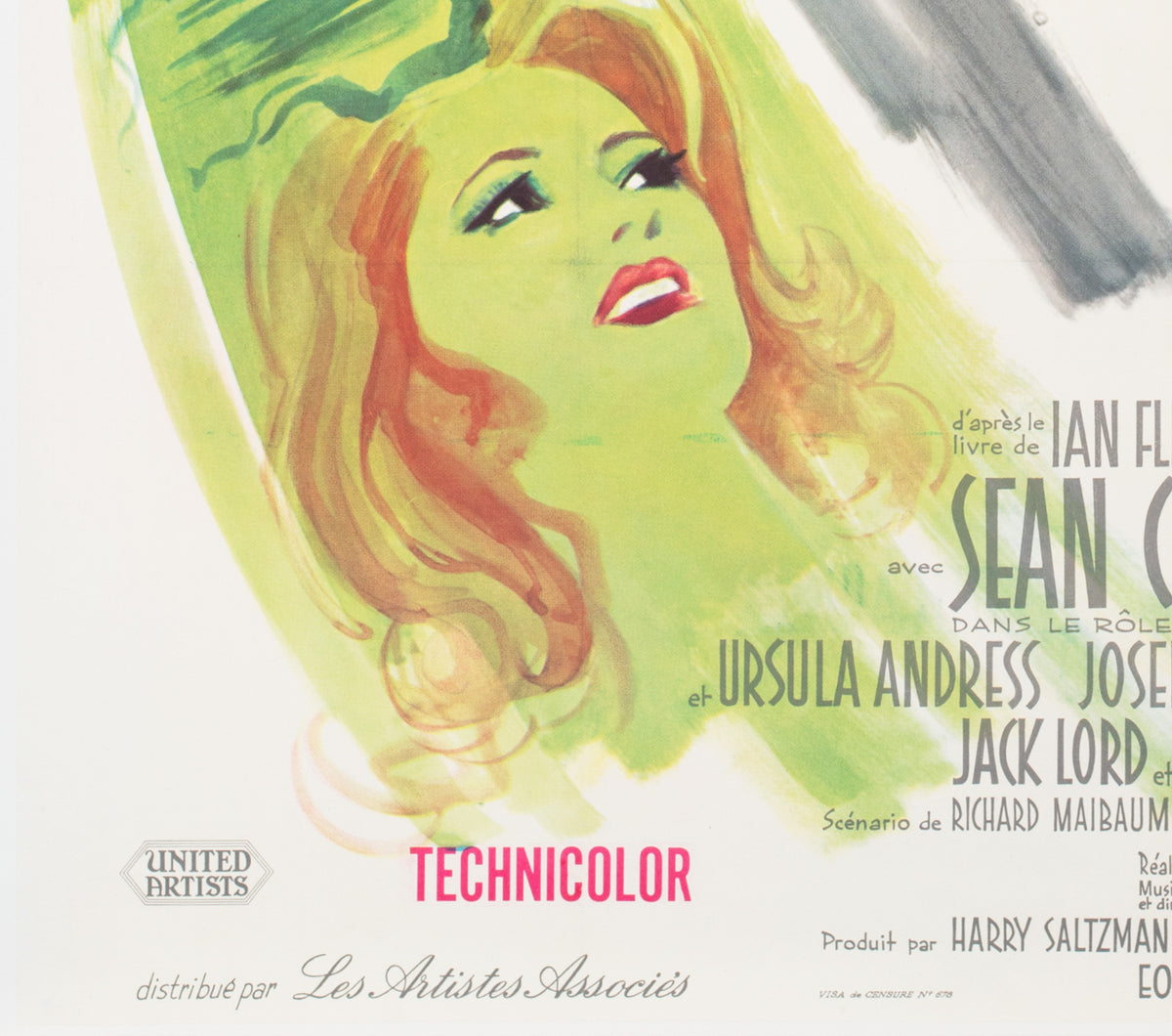 Dr. No 1963 French Grande Purple Style Film Movie Poster, Boris Grinsson James Bond - detail