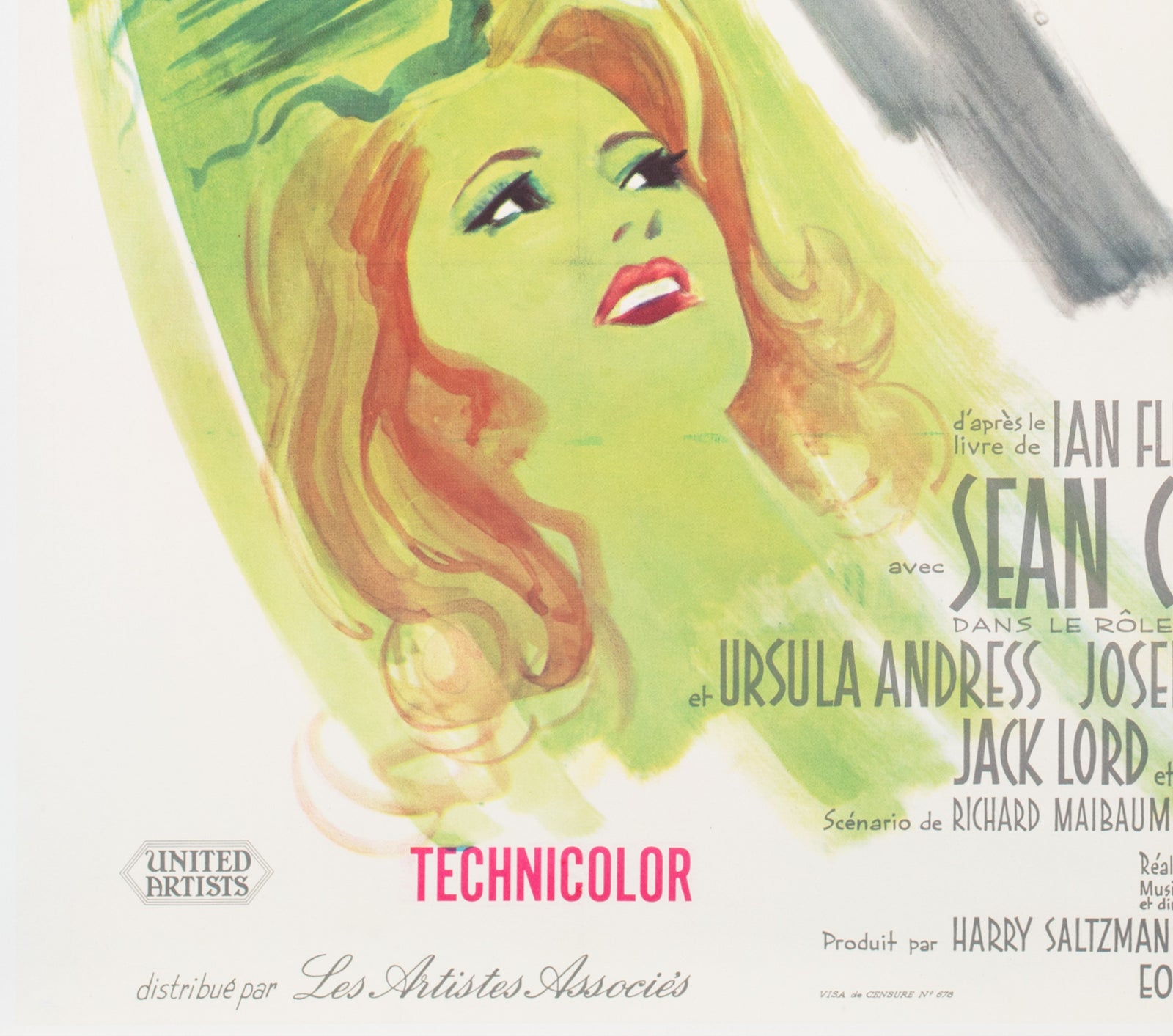 Dr. No 1963 French Grande Purple Style Film Movie Poster, Boris Grinsson James Bond - detail