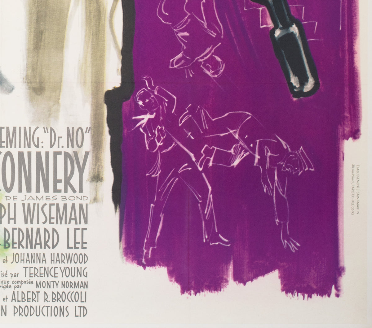 Dr. No 1963 French Grande Purple Style Film Movie Poster, Boris Grinsson James Bond - detail