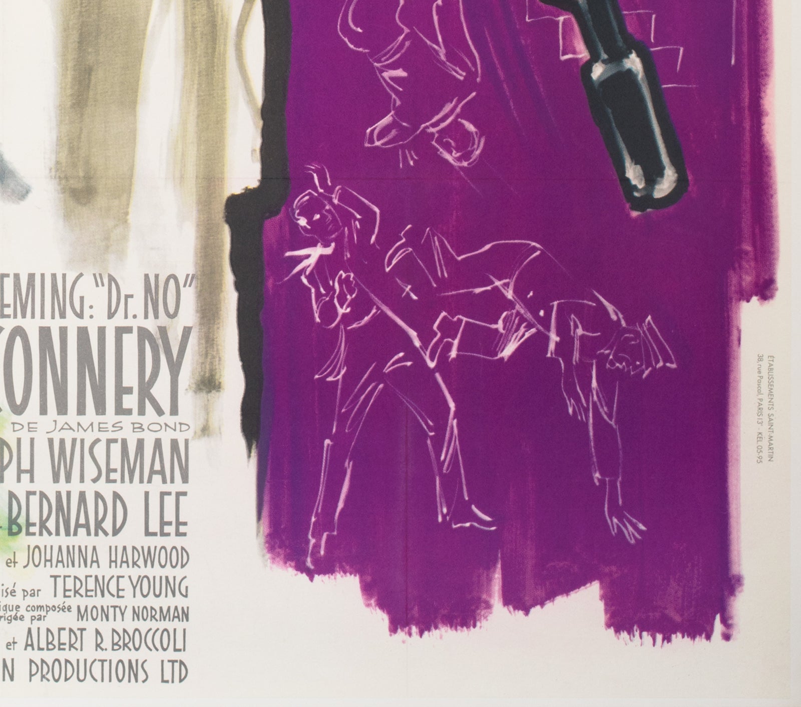 Dr. No 1963 French Grande Purple Style Film Movie Poster, Boris Grinsson James Bond - detail