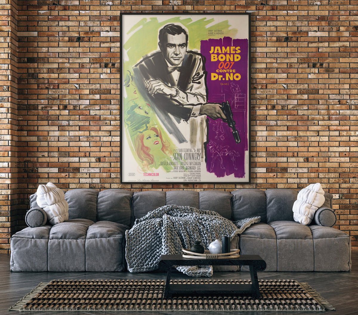 Dr. No 1963 French Grande Purple Style Film Movie Poster, Boris Grinsson James Bond
