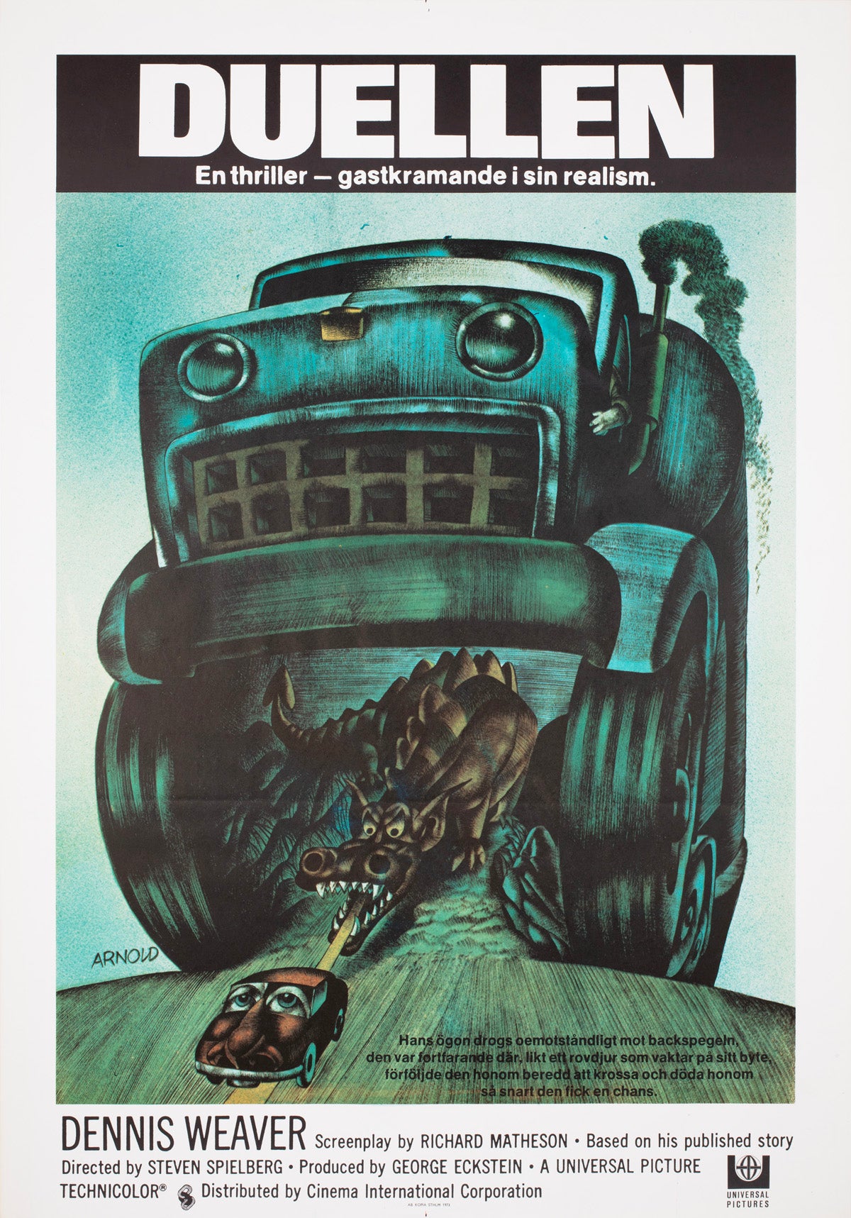 Duel 1973 Swedish Film Poster Hans Arnold