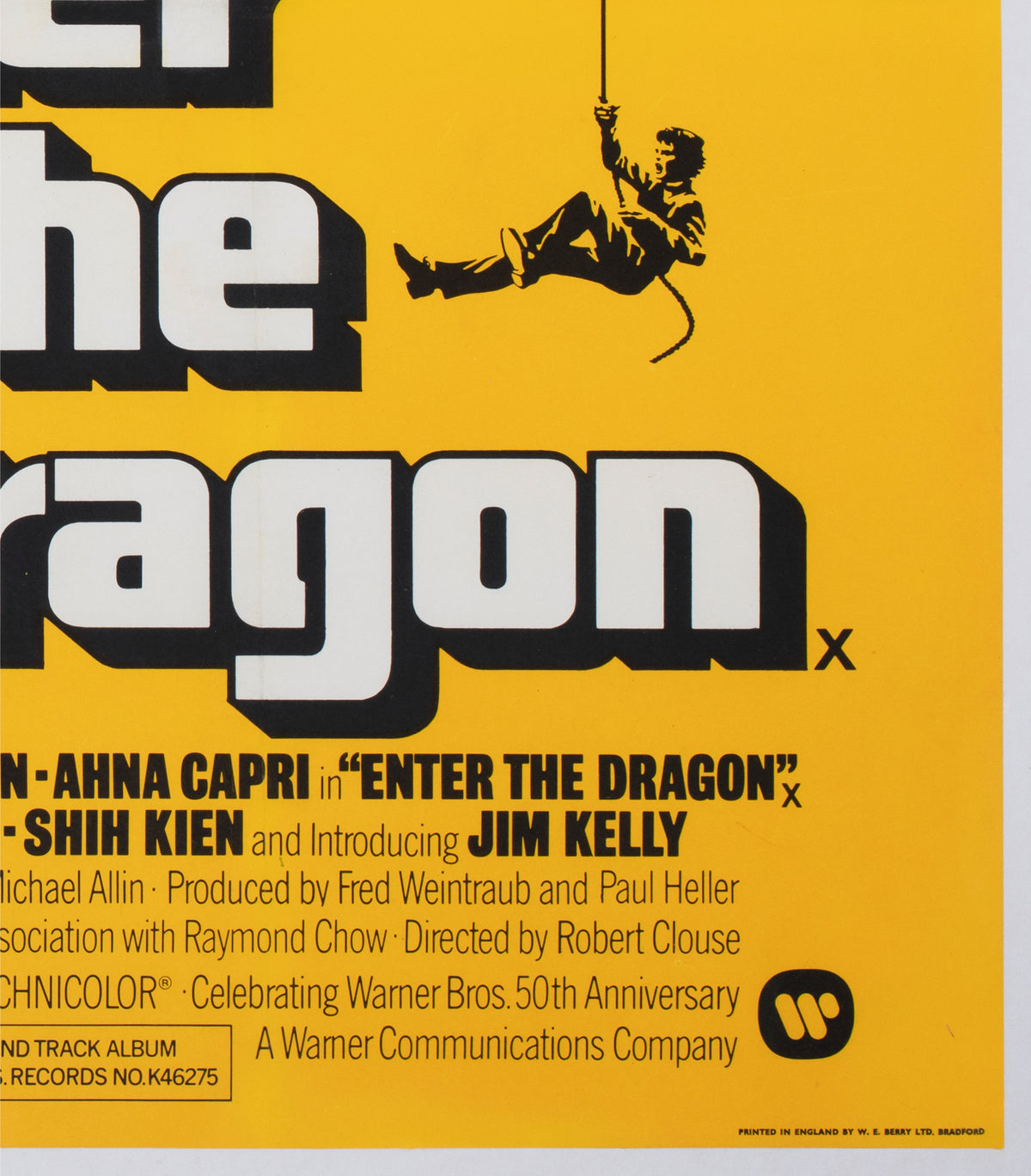 Enter the Dragon 1974 UK Quad Film Poster, Bruce Lee