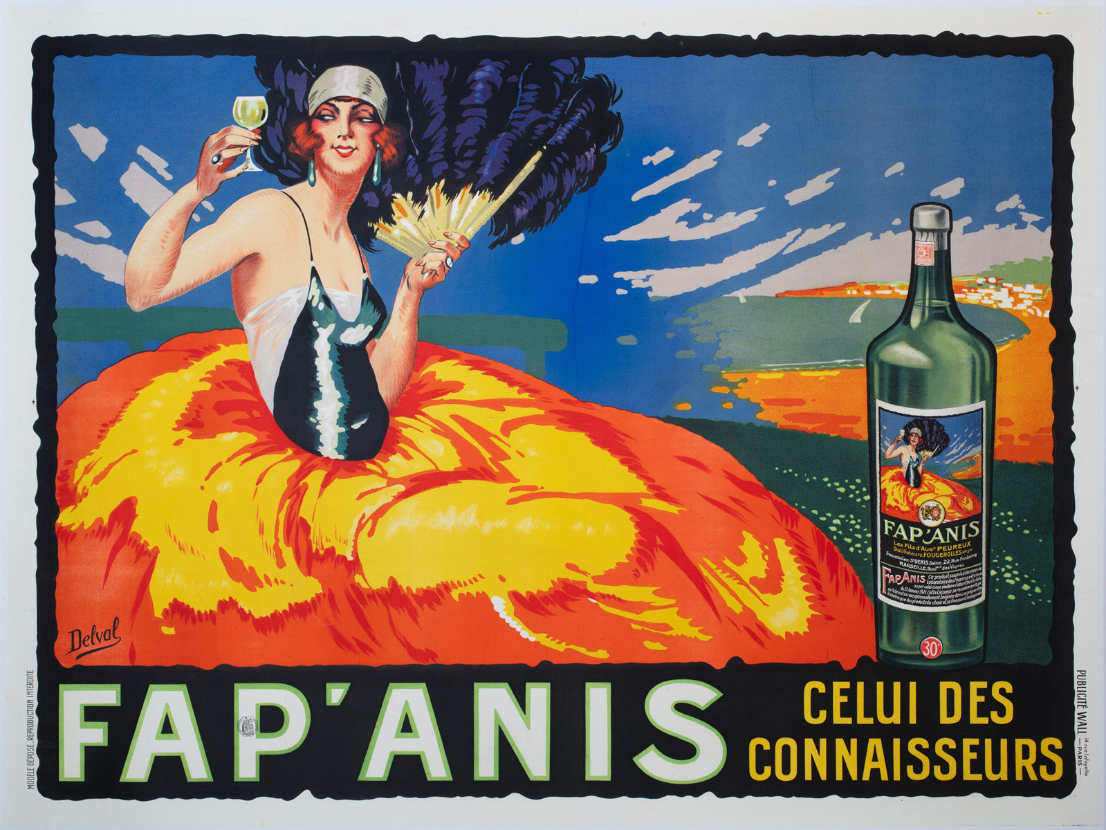 Fap Anis 1935 French Alcohol Advertising Poster Delval