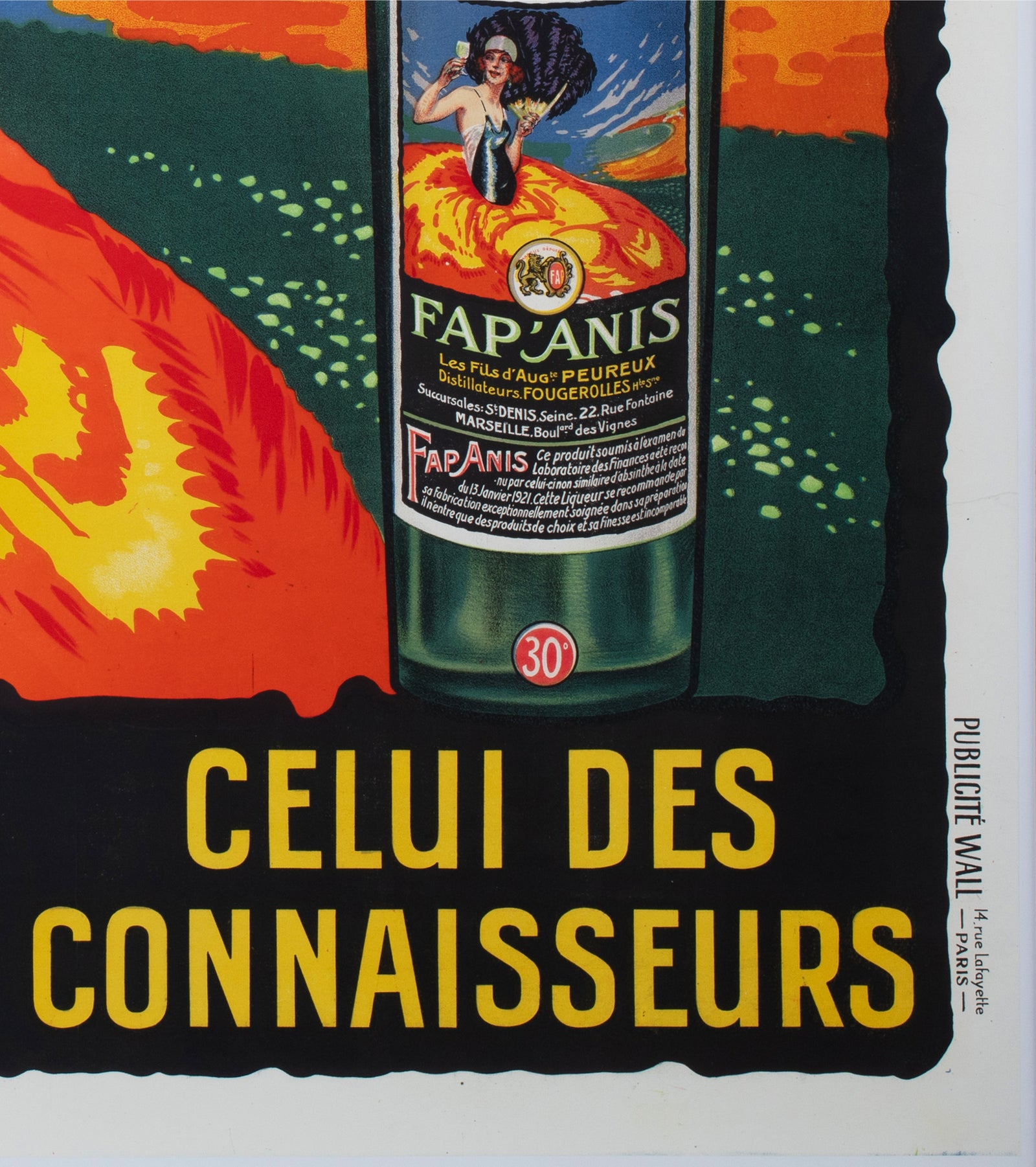 Fap Anis 1935 French Alcohol Advertising Poster Delval - detail