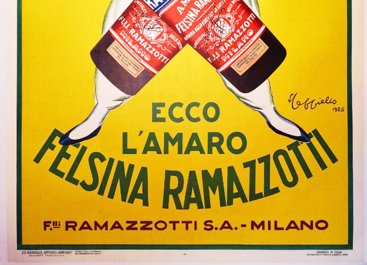 Felsina Ramazzotti 1926 Italian Oversized Alcohol Beverage Poster, Leonetto Cappiello - detail