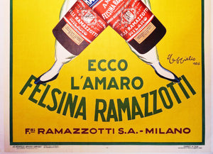 Felsina Ramazzotti 1926 Italian Oversized Alcohol Beverage Poster, Leonetto Cappiello - detail