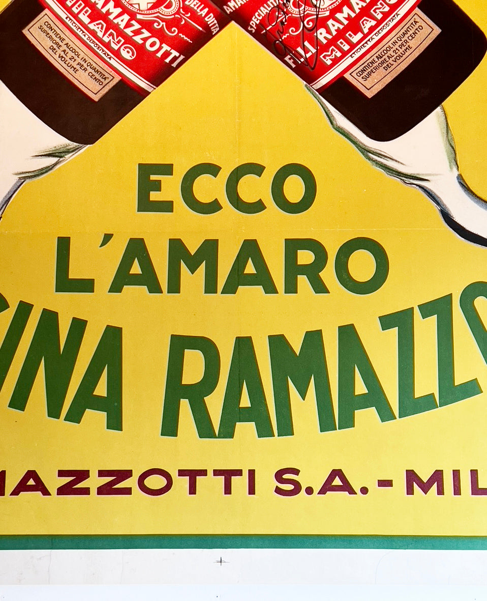 Felsina Ramazzotti 1926 Italian Oversized Alcohol Beverage Poster, Leonetto Cappiello - detail