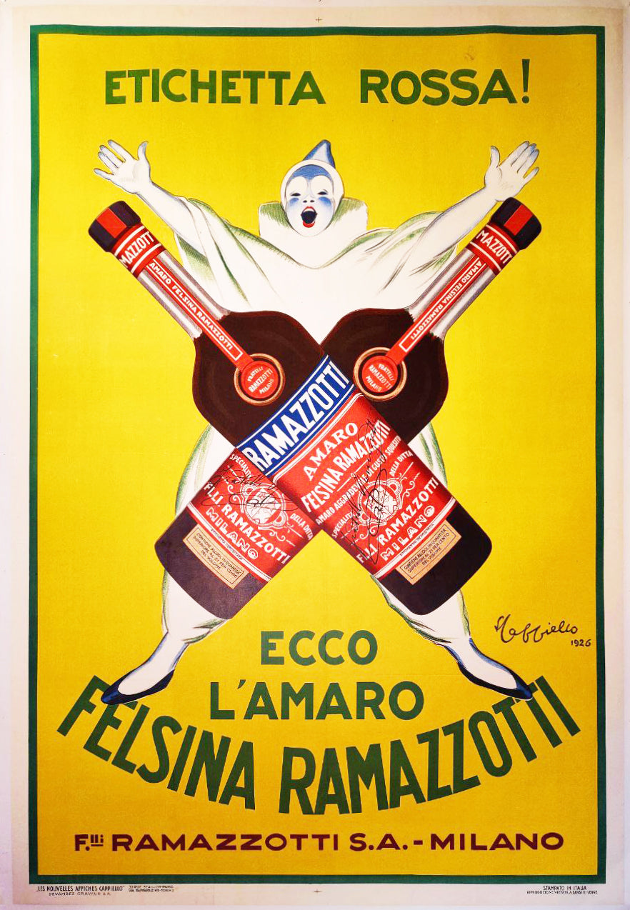 Felsina Ramazzotti 1926 Italian Oversized Alcohol Beverage Poster, Leonetto Cappiello