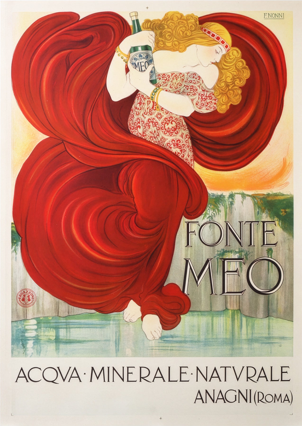 Fonte Meo 1910 Italian Advertising Poster, Francesco Nonni