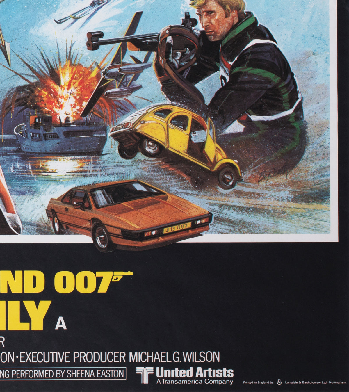 for your eyes only quad 1981 uk quad film movie poster brian bysouth - detail