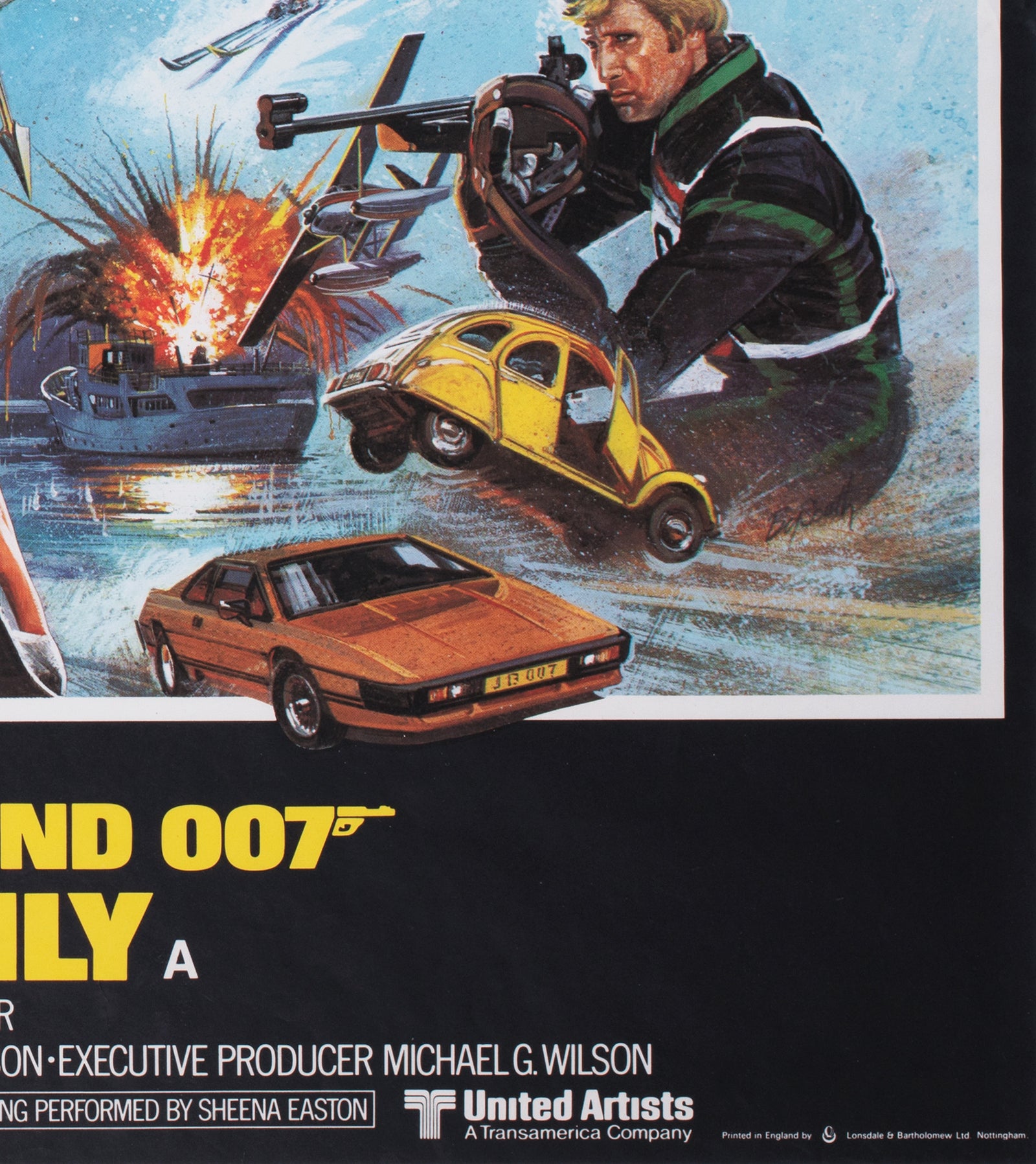 for your eyes only quad 1981 uk quad film movie poster brian bysouth - detail