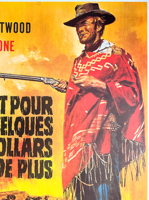 For a Few Dollars More 1966 French Grande Film Movie Poster, Jean Mascii - detail