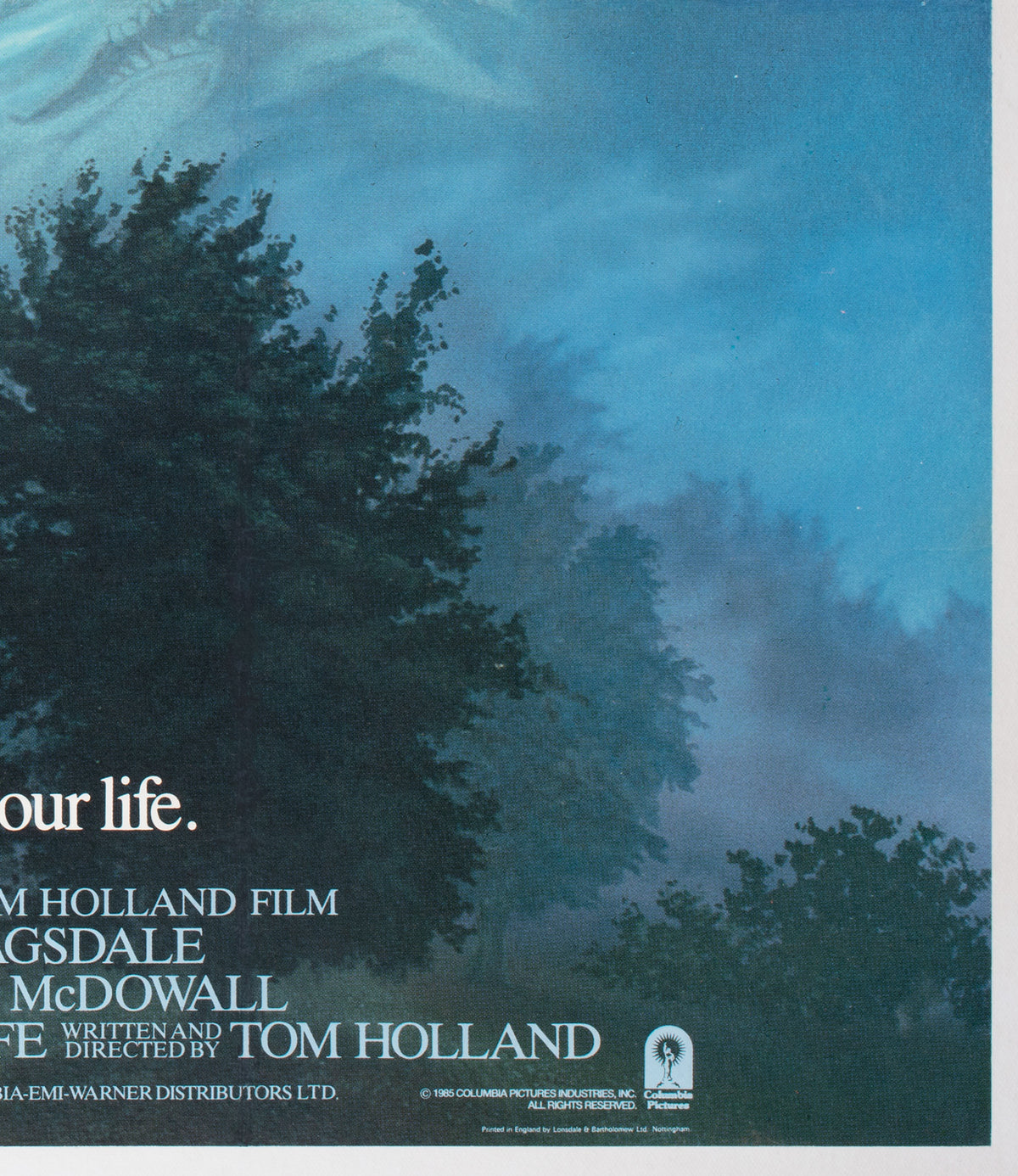 Fright Night 1985 UK Quad Film Movie Poster, Peter Mueller - detail