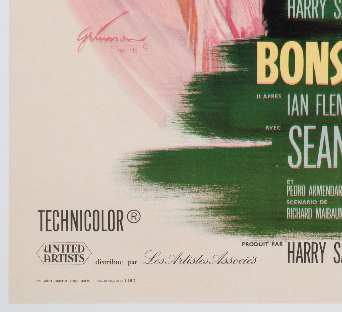 From Russia With Love 1964 French Moyenne Film Movie Poster, Boris Grinsson - detail