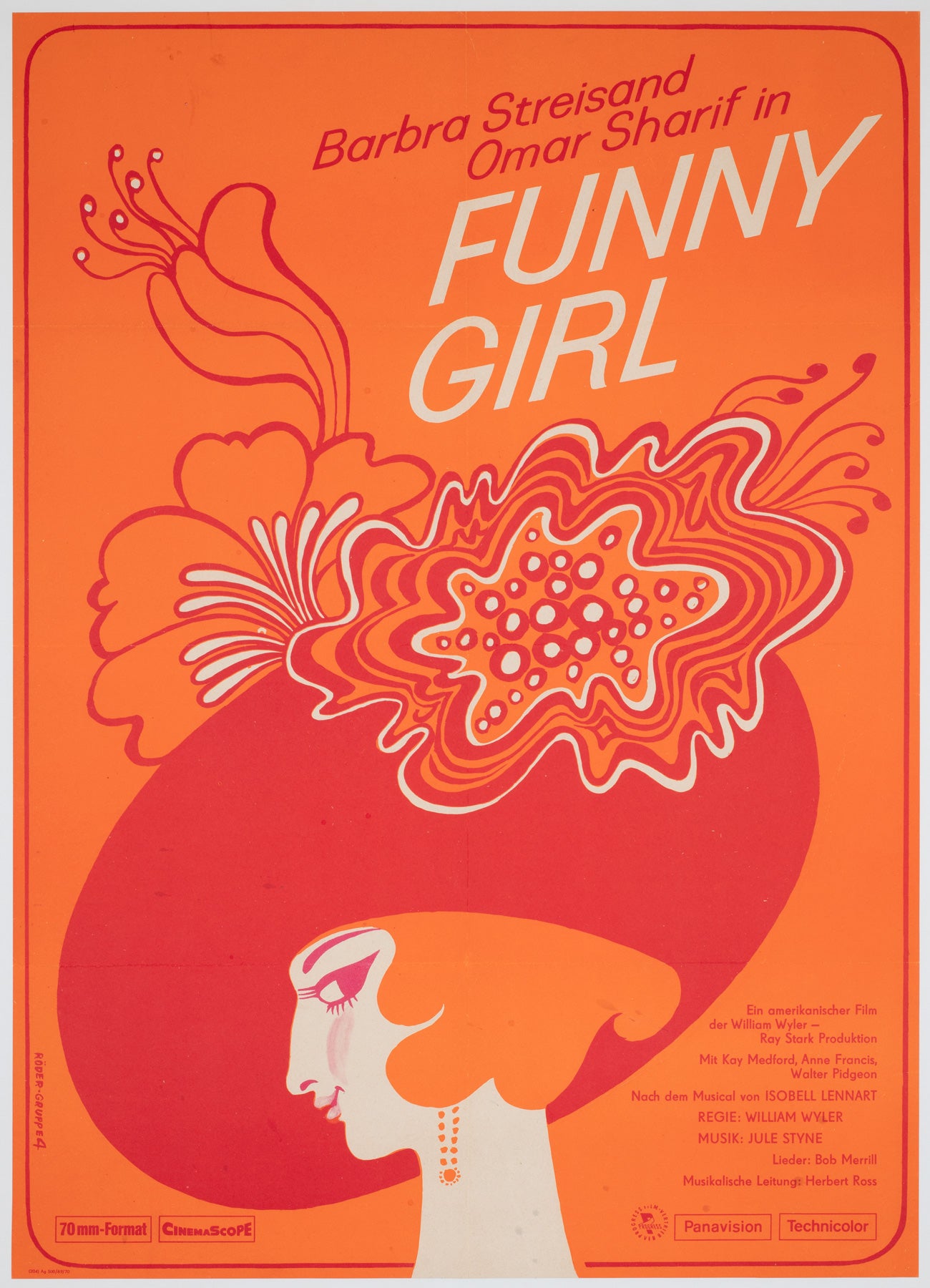 Funny Girl 1970 East German A1 Film Movie Poster, Roeder