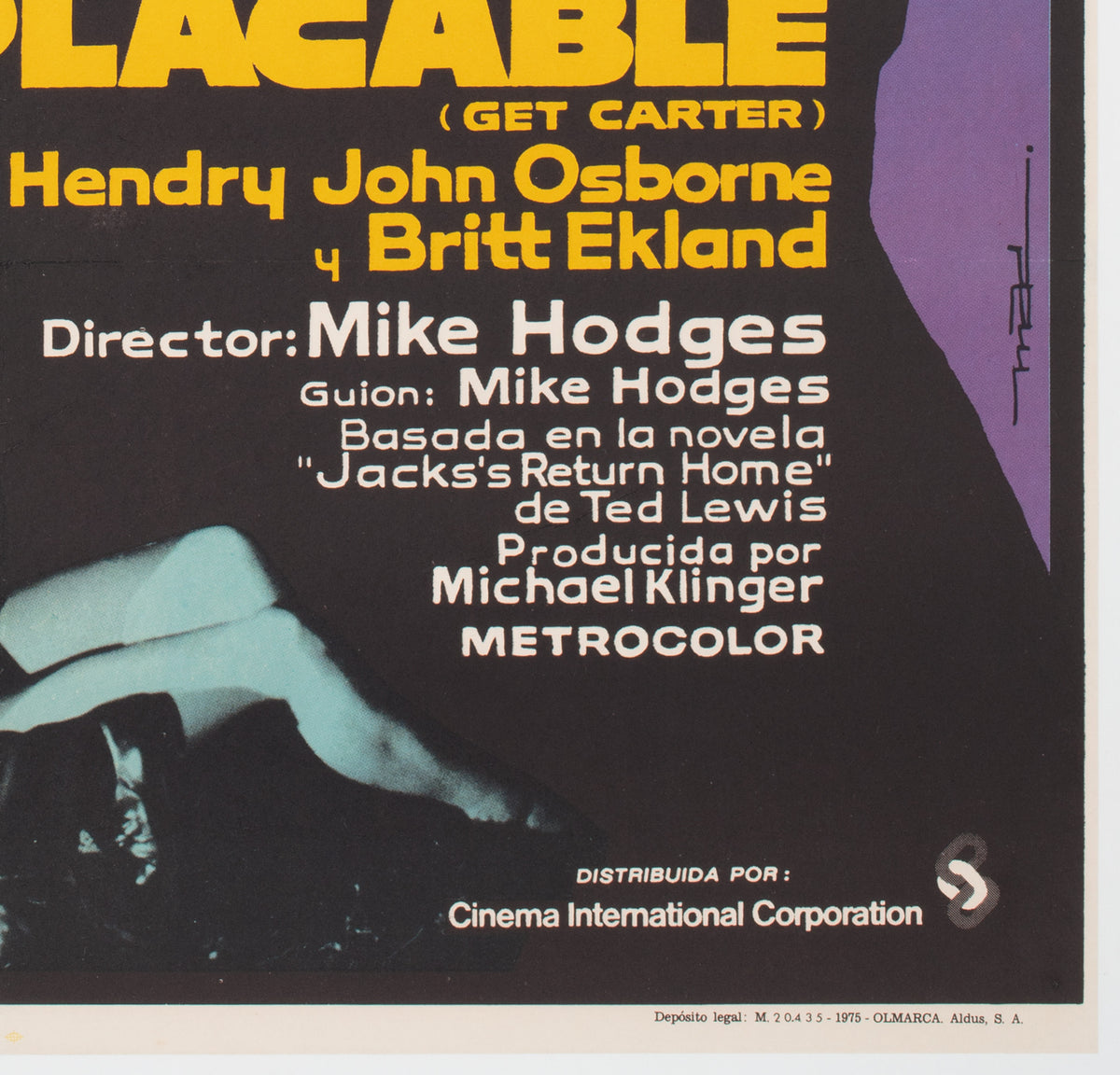 Get Carter 1975 Spanish 1 Sheet Film Movie Poster, Macario Gomez - detail