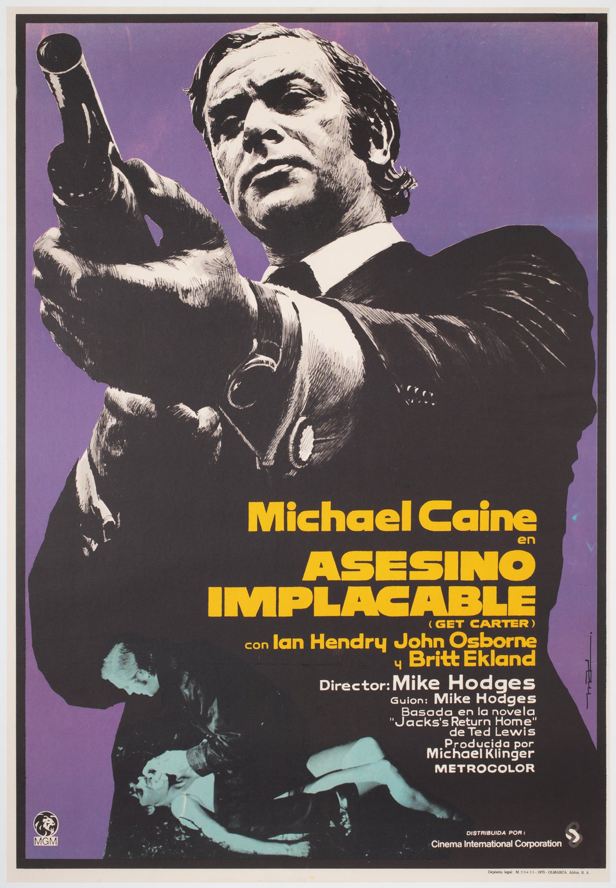 Get Carter 1975 Spanish 1 Sheet Film Movie Poster, Macario Gomez