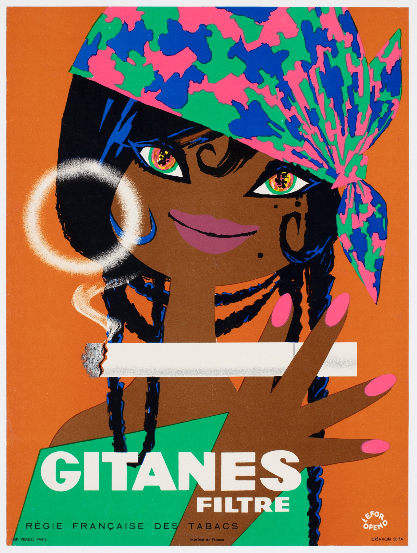 Gitanes c1960 French Cigarette Advertising Poster, Lefor Openo