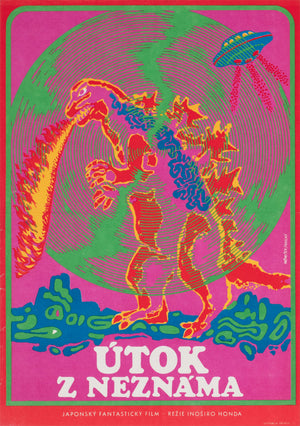 Godzilla vs Monster Zero 1971 Czech A3 Film Movie Poster, Miroslav Nemecek