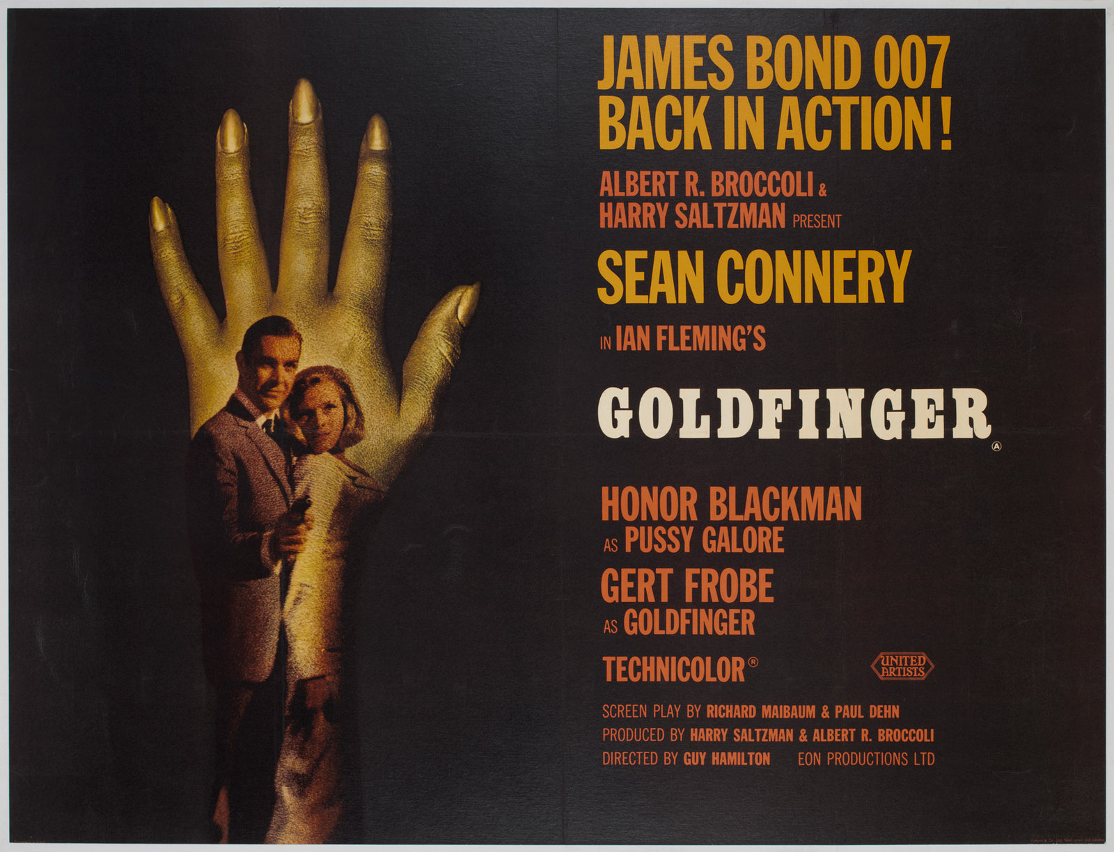Goldfinger 1964 UK Quad Style B Film Movie Poster, Robert Brownjohn James Bond