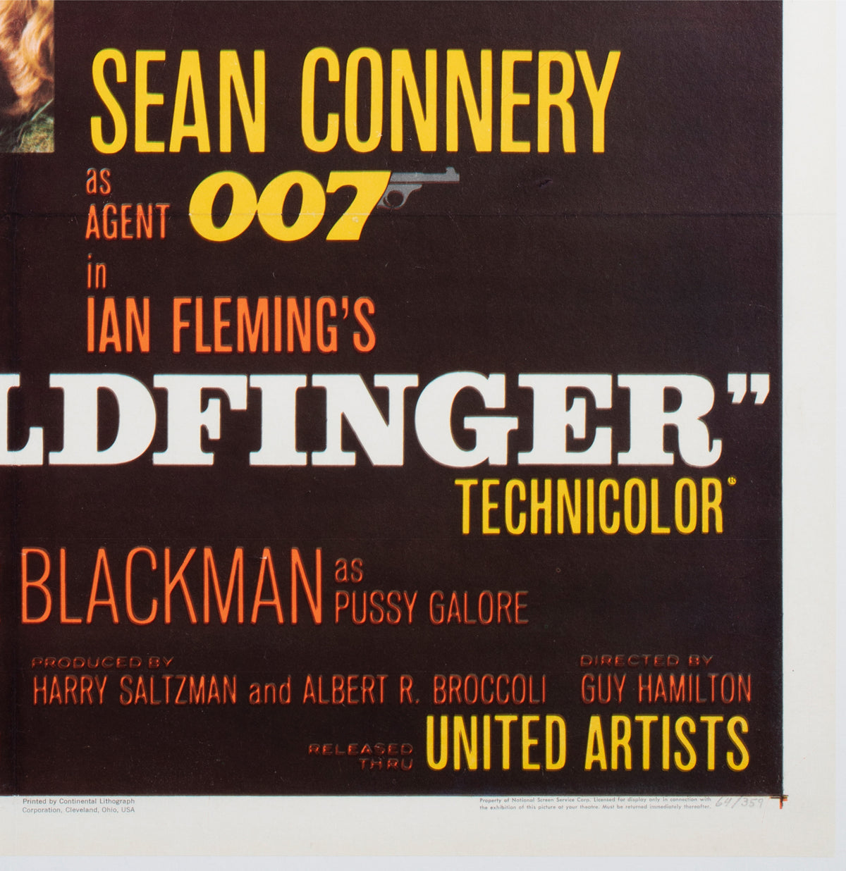 Goldfinger 1964 US 1 Sheet Film Poster - detail