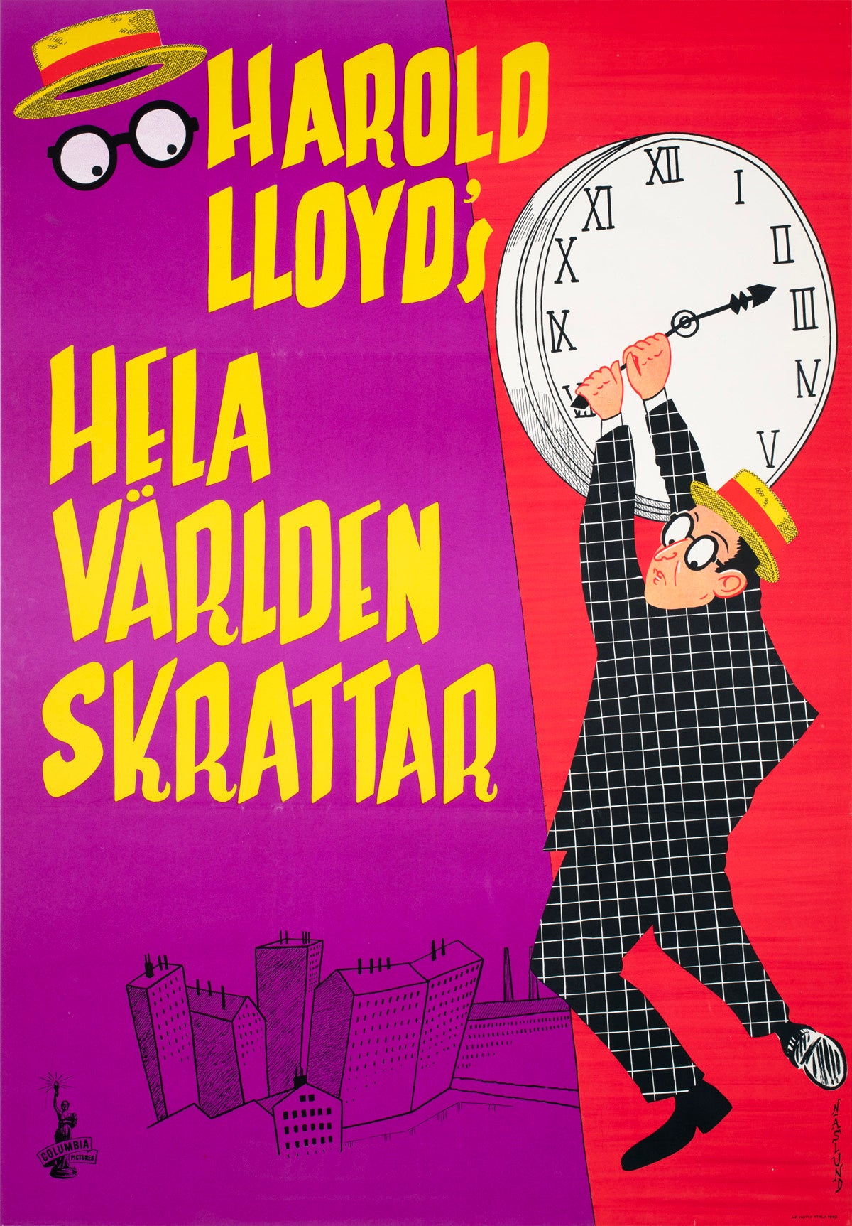 Harold Lloyd's World of Comedy 1962 Swedish Film Poster Göte Näslund