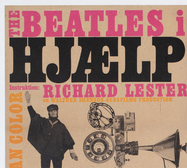 Help! 1965 Danish 1 Sheet Film Movie Poster, The Beatles - Orson
