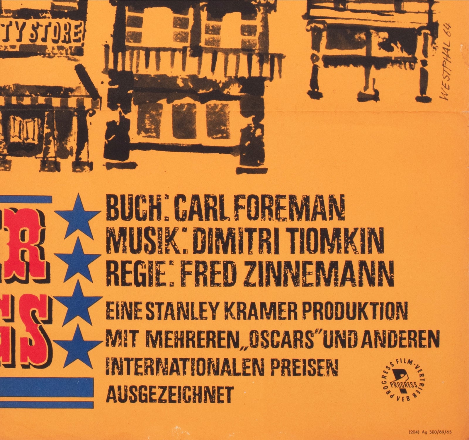 High Noon 1965 East German A1 Film Poster Fred Westphal - detail