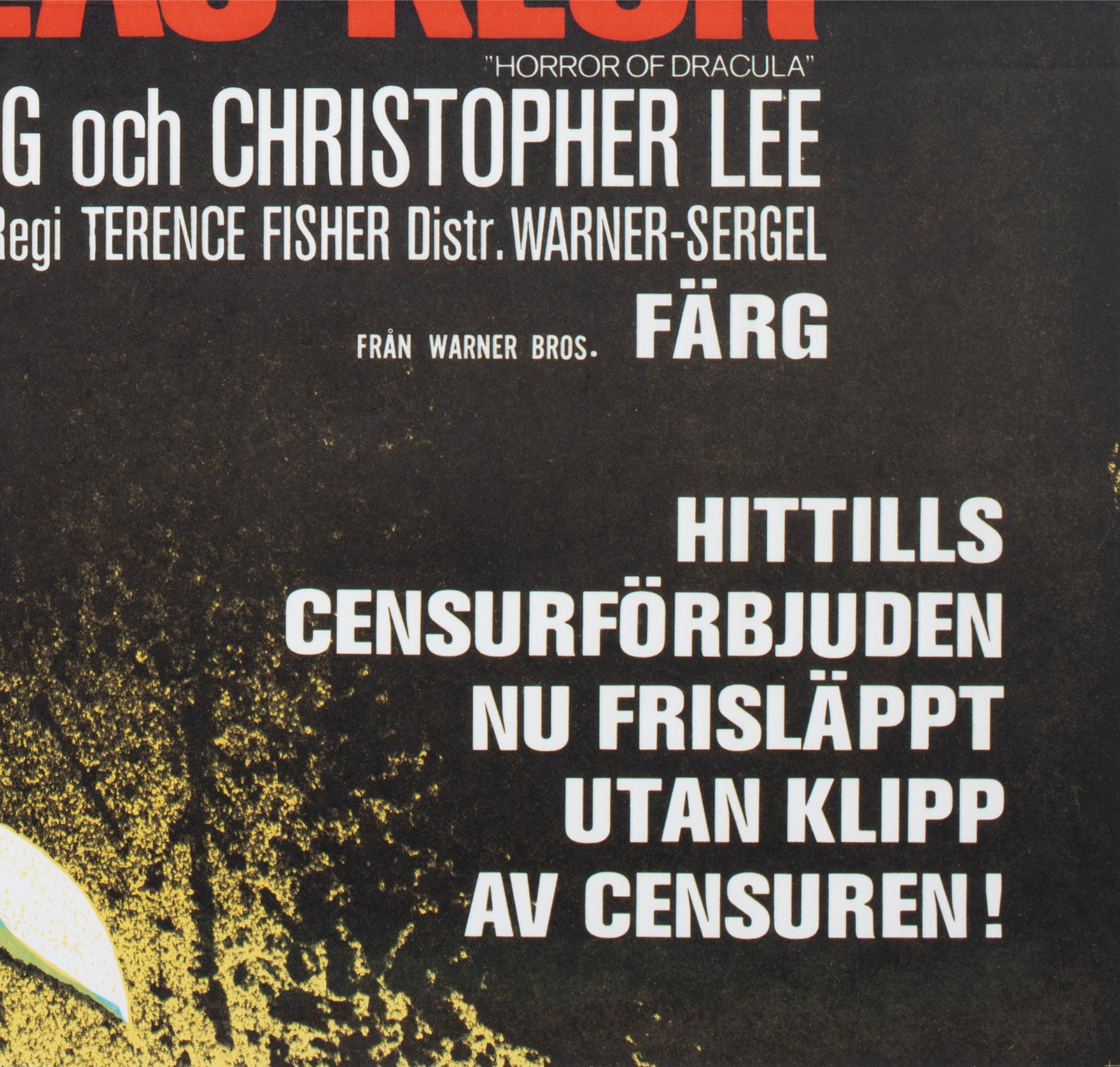 Horror of Dracula 1970 Swedish Film Poster Hans Arnold - detail