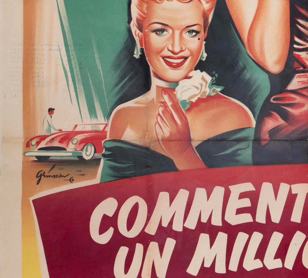 How to Marry a Millionnaire 1953 French Grande Film Movie Poster, Boris Grinsson - detail